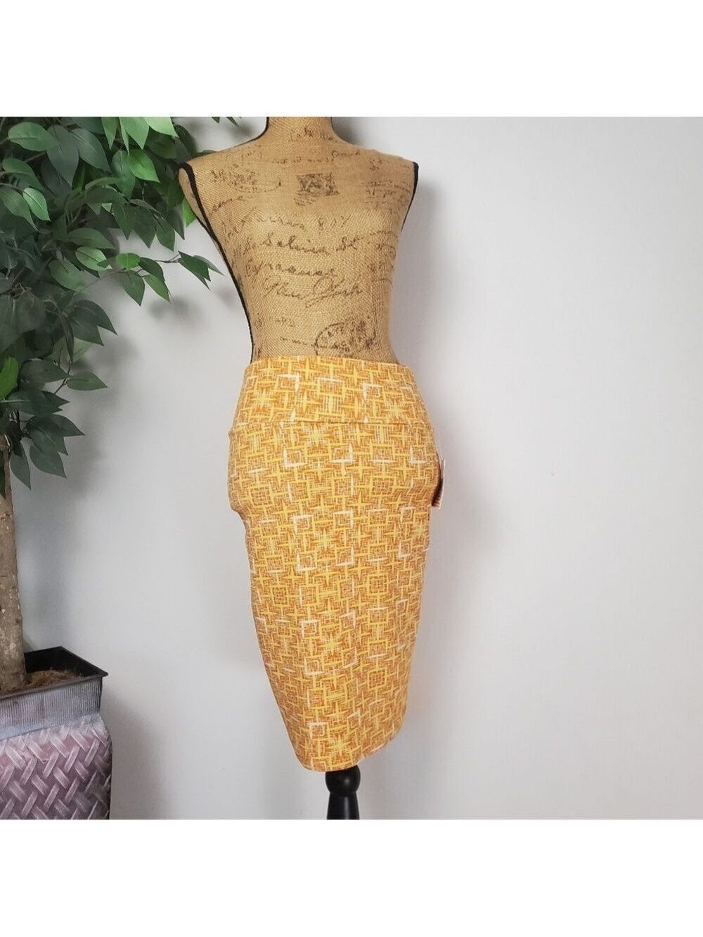 Lularoe Cassie Pencil Skirt Orange Yellow Womens Extra Small